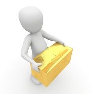 a man with a yellow box as a 3d model