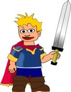 Drawing of a knight with a sword on a white background