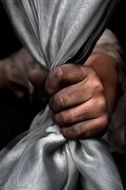 dirty strong hand close up