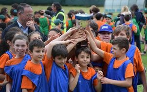 team of children with cup, Sport Winners