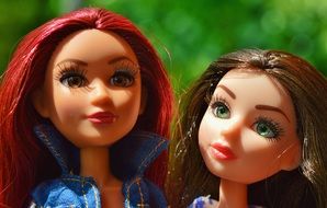 girlfriends on the background of green trees
