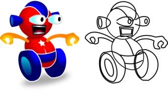 drawing cartoon cute robot