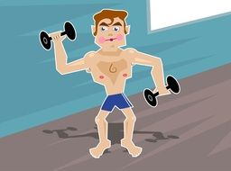 painted athlete with a dumbbell