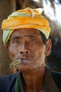 Burma Man with Cigar