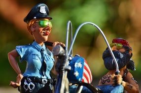 biker and policeman as funny figures