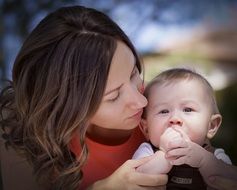 young caucasian Mother And Baby