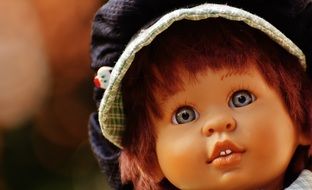 head of a doll close-up