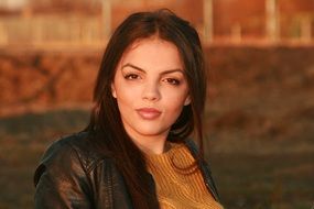 portrait of a girl in a leather jacket