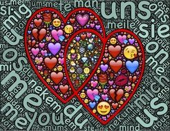 colorful emoji in red Heart forms