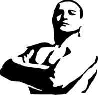black and white drawing of a muscular man