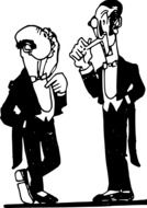 black and white sketch of a man in tuxedos
