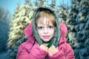 Portrait of the girl in Russia in the winter