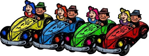 clipart of the people in cars