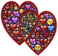 two colorful hearts as symbols of the holiday
