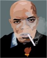 clipart of the Samuel L Jackson Actor Smokes