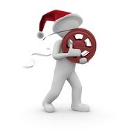 Santa Claus with a coil in the hands as 3d illustration