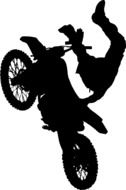 silhouette drawing of a man performing a motorcycle stunt