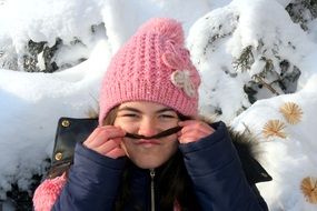 Girl funny Mustache