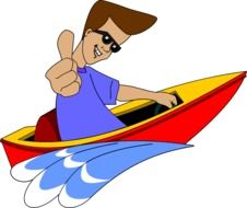 clipart of Boy on a speed boat