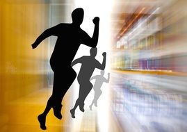 silhouettes of running athletes