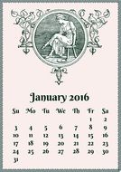 January Calendar Vintage