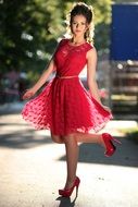 attractive woman in red dress