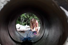 view through a water pipe on a person