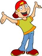 happy Blonde Boy in red cap, Cartoon Character