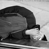 sleeping homeless man