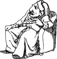 cartooned comic character in the chair as an illustration