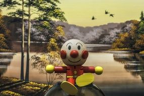 funny clown on wood background