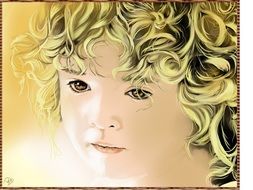 portrait of a fair-haired child as a graphic image