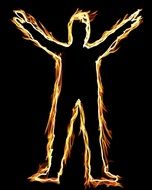 blazing silhouette of a man