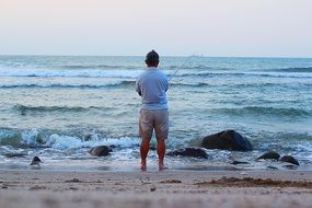 Fishing Man on Beach, china, Taiwan