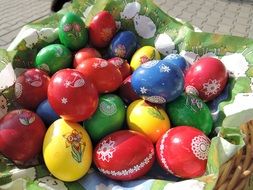 colored eggs in different colors for easter