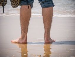 Standing man on a sand
