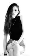 Model girl in a short skirt