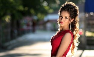 pretty woman in red dress