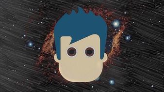 cartoon face in space