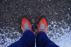 Human feet in the snow