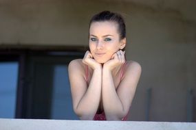 beautiful girl on the balcony