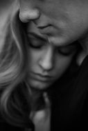 black and white portrait of a couple in love