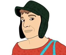 drawing of a young man in a hat