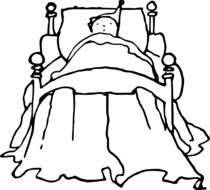 child sleeping on the feather bed drawing