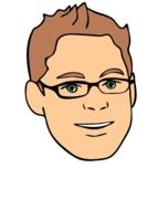 clipart of painted head of a young man in glasses
