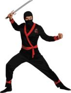 photo of a ninja in a black suit on a white background