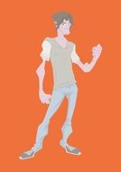 Man on the orange background as a clipart