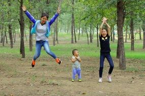 family walk in the park