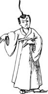 black and white graphic image of a comic japanese character