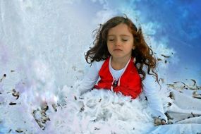 Girl and Winter Snowflakes